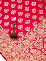Dark Pink Booti Katan Silk Uppada Handloom Banarasi Saree - Sacred Weaves