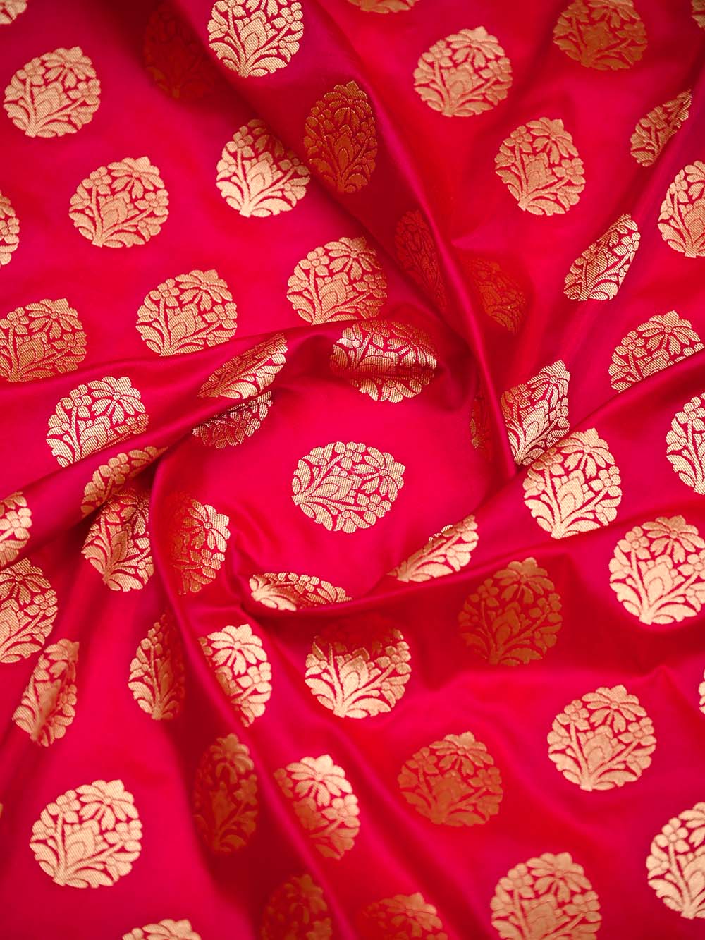 Dark Pink Booti Katan Silk Uppada Handloom Banarasi Saree - Sacred Weaves