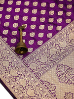 Purple Booti Katan Silk Uppada Handloom Banarasi Saree - Sacred Weaves