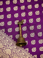 Purple Booti Katan Silk Uppada Handloom Banarasi Saree - Sacred Weaves