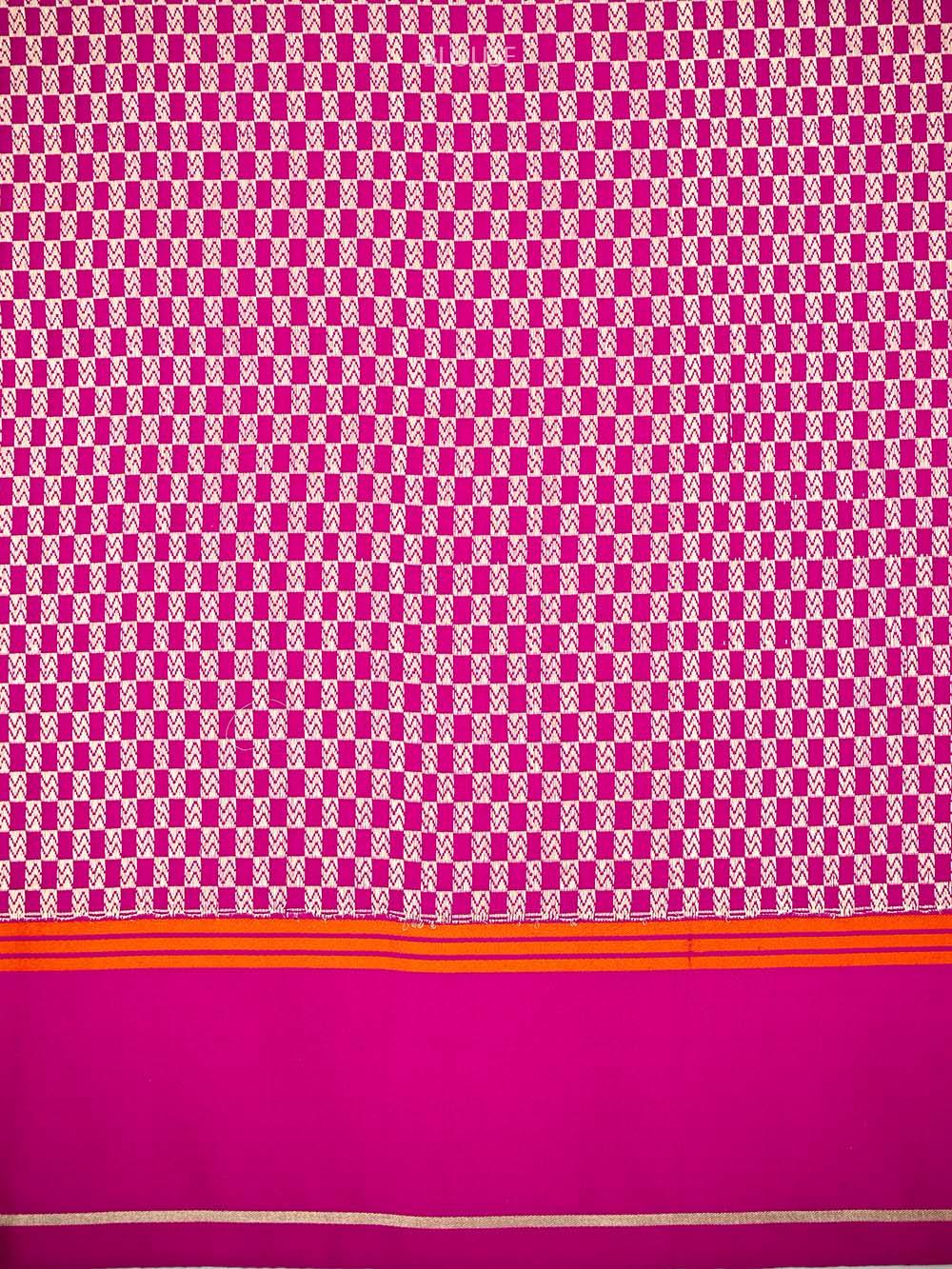 Dark Pink Plain Satin Silk Handloom Banarasi Saree - Sacred Weaves