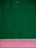 Bottle Green Booti Satin Silk Handloom Banarasi Saree - Sacred Weaves