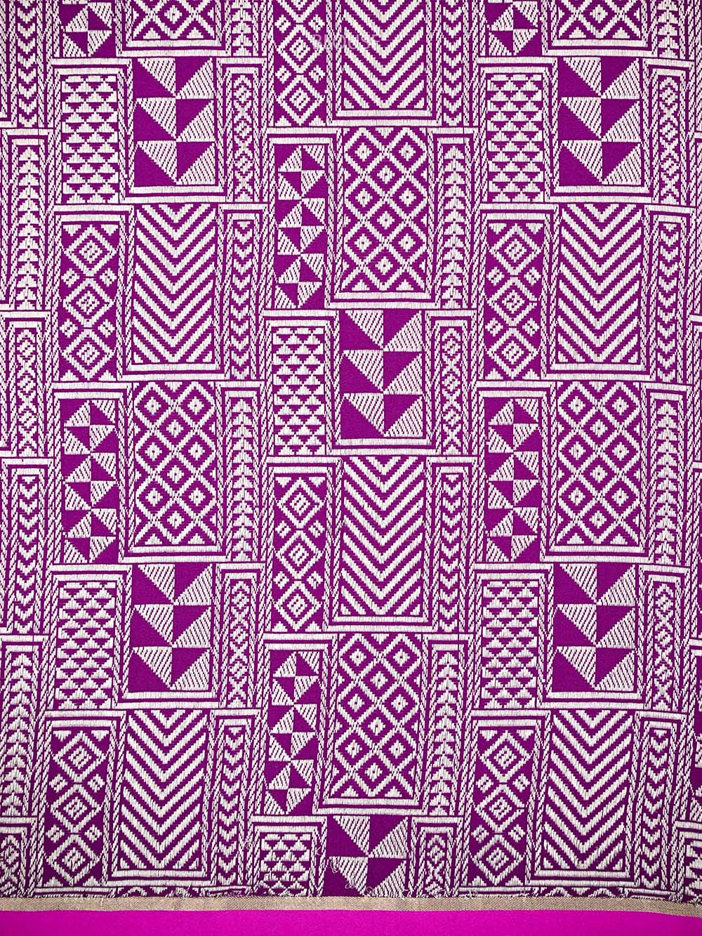 Dark Magenta Plain Satin Silk Handloom Banarasi Saree - Sacred Weaves