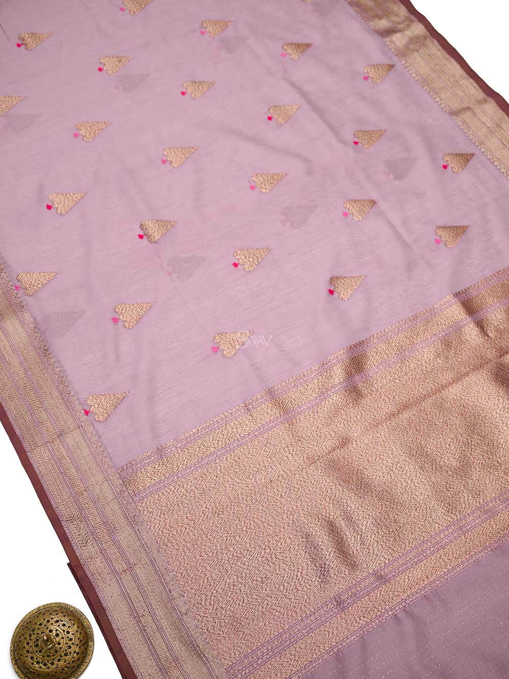 Pastel Purple Booti Chanderi Silk Handloom Banarasi Saree - Sacred Weaves