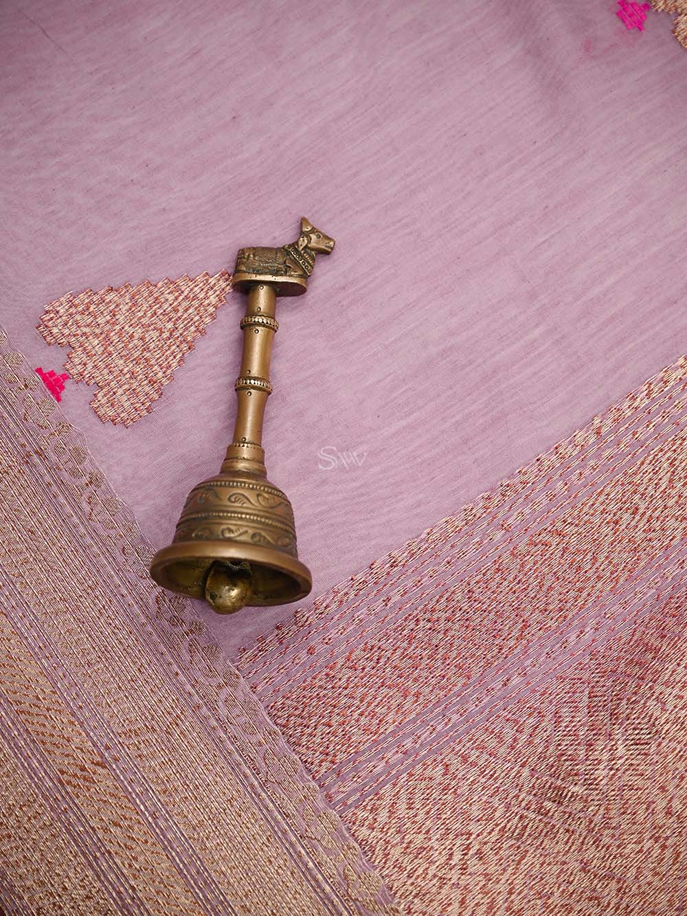 Pastel Purple Booti Chanderi Silk Handloom Banarasi Saree - Sacred Weaves