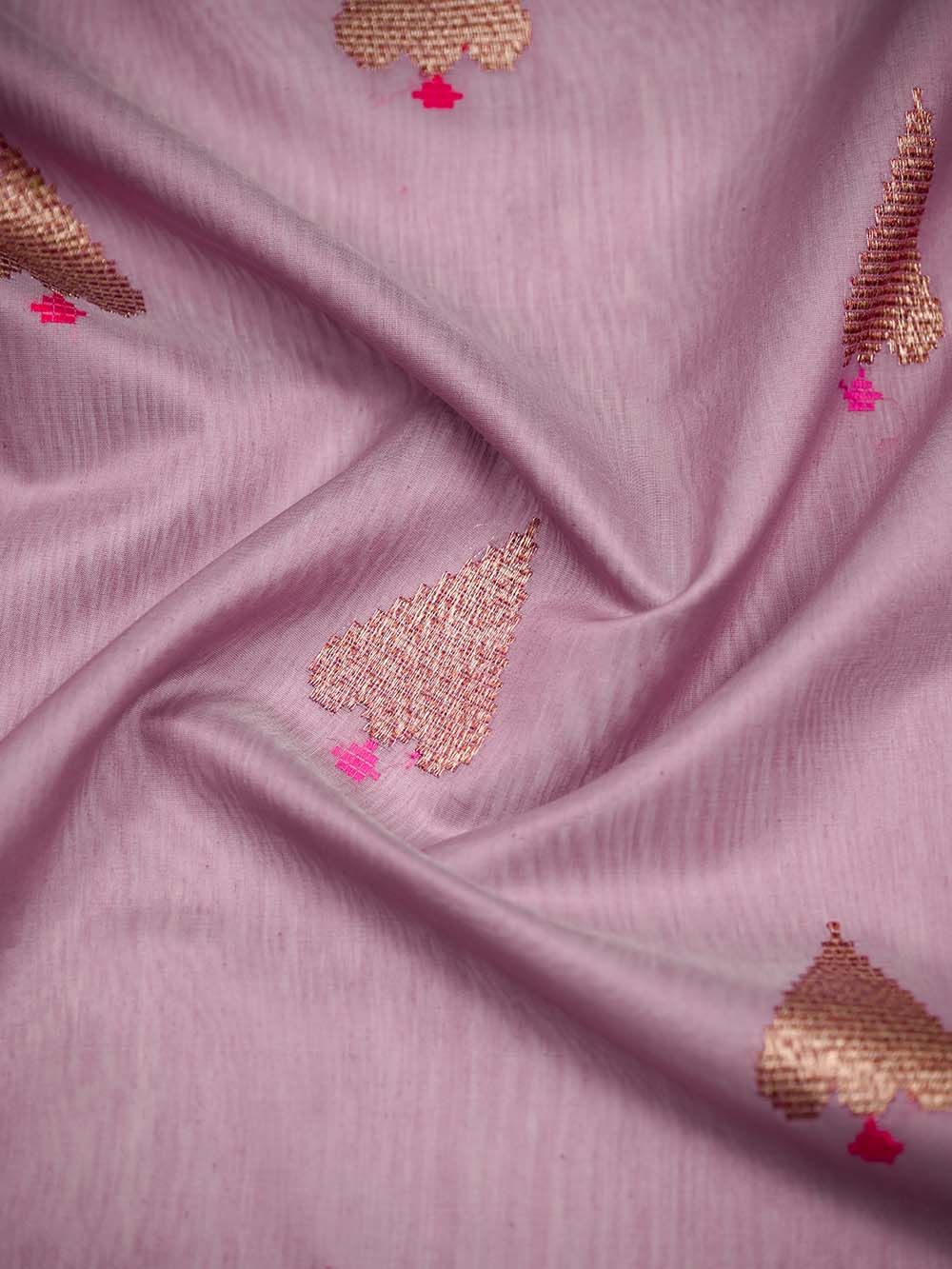 Pastel Purple Booti Chanderi Silk Handloom Banarasi Saree - Sacred Weaves