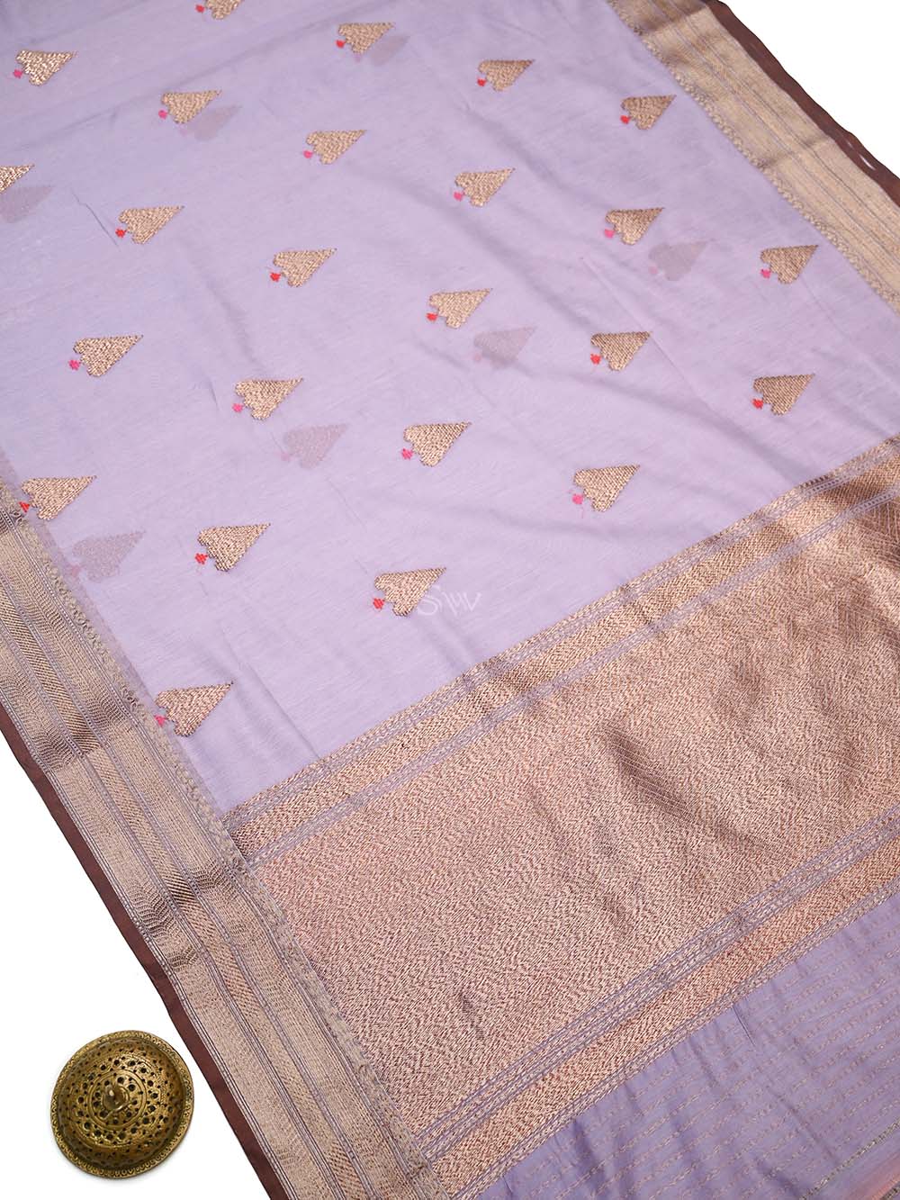 Pastel Purple Booti Chanderi Silk Handloom Banarasi Saree - Sacred Weaves
