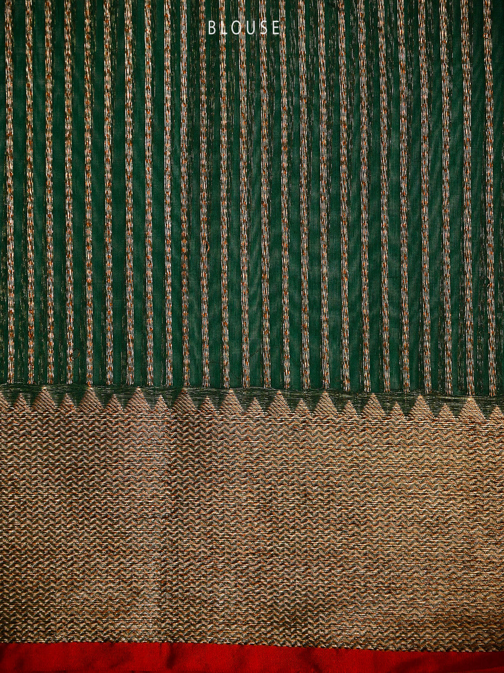 Bottle Green Booti Chanderi Silk Handloom Banarasi Saree - Sacred Weaves
