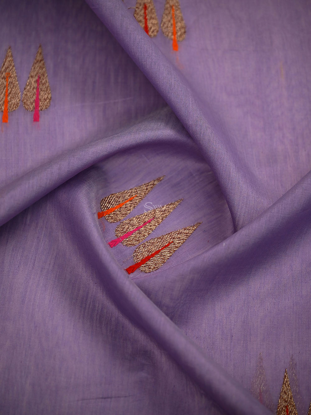 Pastel Purple Booti Chanderi Silk Handloom Banarasi Saree - Sacred Weaves