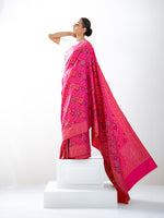 Pink Orange Konia Jaal Katan Silk Handloom Banarasi Saree - Sacred Weaves
