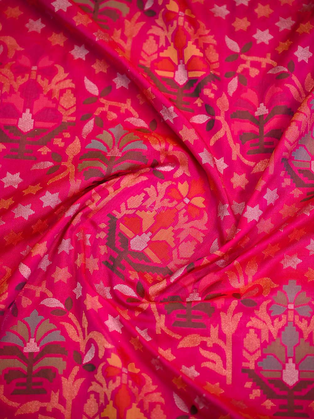 Pink Orange Konia Jaal Katan Silk Handloom Banarasi Saree - Sacred Weaves