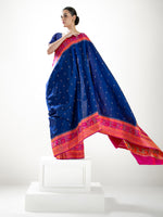 Blue Booti Katan Silk Handloom Banarasi Saree - Sacred Weaves