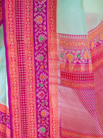 Aqua Green Boota Organza Handloom Banarasi Saree - Sacred Weaves
