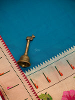 Peacock Green Plain Paithani Katan Silk Handloom Banarasi Saree - Sacred Weaves