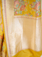 Yellow Meenakari Katan Silk Handloom Banarasi Saree - Sacred Weaves