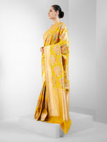 Yellow Meenakari Katan Silk Handloom Banarasi Saree - Sacred Weaves