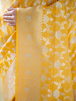 Yellow Uppada Katan Silk Handloom Banarasi Saree - Sacred Weaves