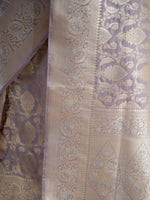 Pastel Purple Jaal Uppada Katan Silk Handloom Banarasi Saree - Sacred Weaves