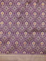 Purple Booti Katan Silk Uppada Handloom Banarasi Saree - Sacred Weaves