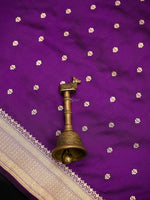 Purple Booti Katan Silk Uppada Handloom Banarasi Saree - Sacred Weaves