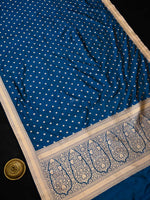 Midnight Blue Booti Katan Silk Uppada Handloom Banarasi Saree - Saced Weaves