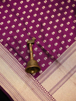 Wine Booti Katan Silk Uppada Handloom Banarasi Saree - Sacred Weaves