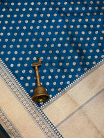 Midnight Blue Booti Katan Silk Uppada Handloom Banarasi Saree - Sacred Weaves