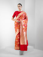 Red Meenakari Katan Silk Handloom Banarasi Saree - Sacred Weaves
