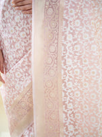 Pastel Pink Jaal Organza Handloom Banarasi Saree - Sacred Weaves