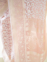 Pastel Pink Jaal Organza Handloom Banarasi Saree - Sacred Weaves