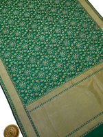 Bottle Green Sona Roopa Jaal Katan Silk Handloom Banarasi Saree - Sacred Weaves