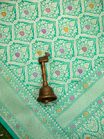 Aqua Green Meenakari Brocade Handloom Banarasi Saree - Sacred Weaves