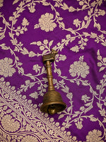 Purple Jaal Katan Silk Uppada Handloom Banarasi Saree - Sacred Weaves