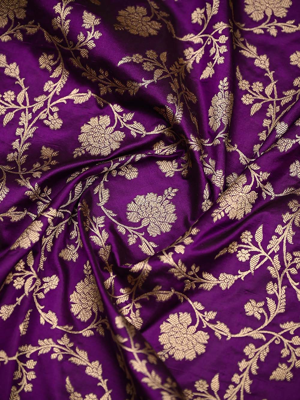 Purple Jaal Katan Silk Uppada Handloom Banarasi Saree - Sacred Weaves