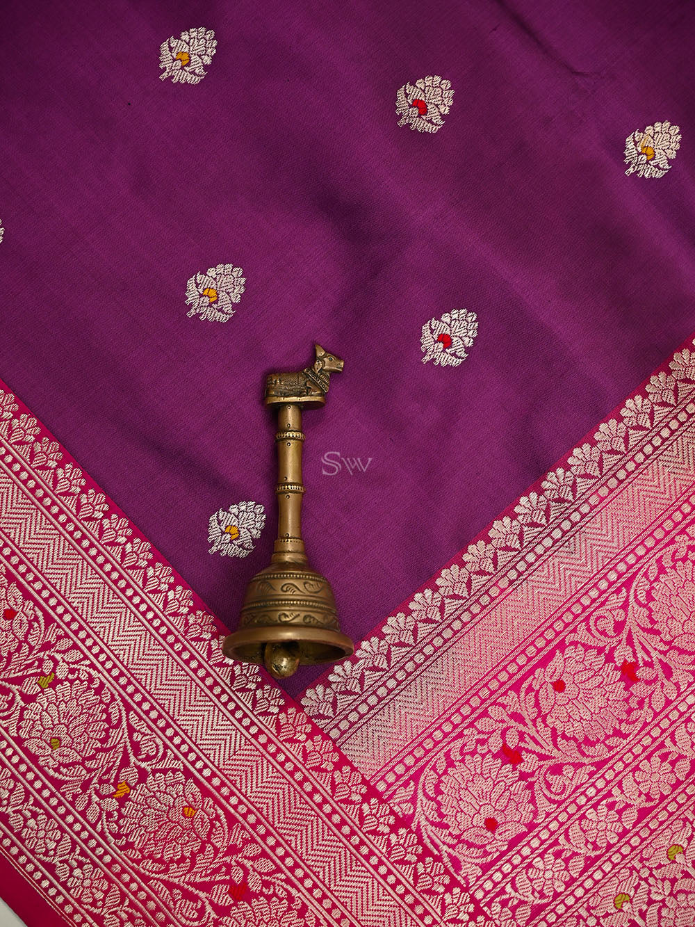 Purple Meenakari Booti Katan Silk Handloom Banarasi Saree - Sacred Weaves