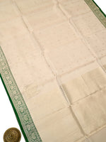 Beige Booti Organza Tissue Silk Handloom Banarasi Saree - Sacred Weaves