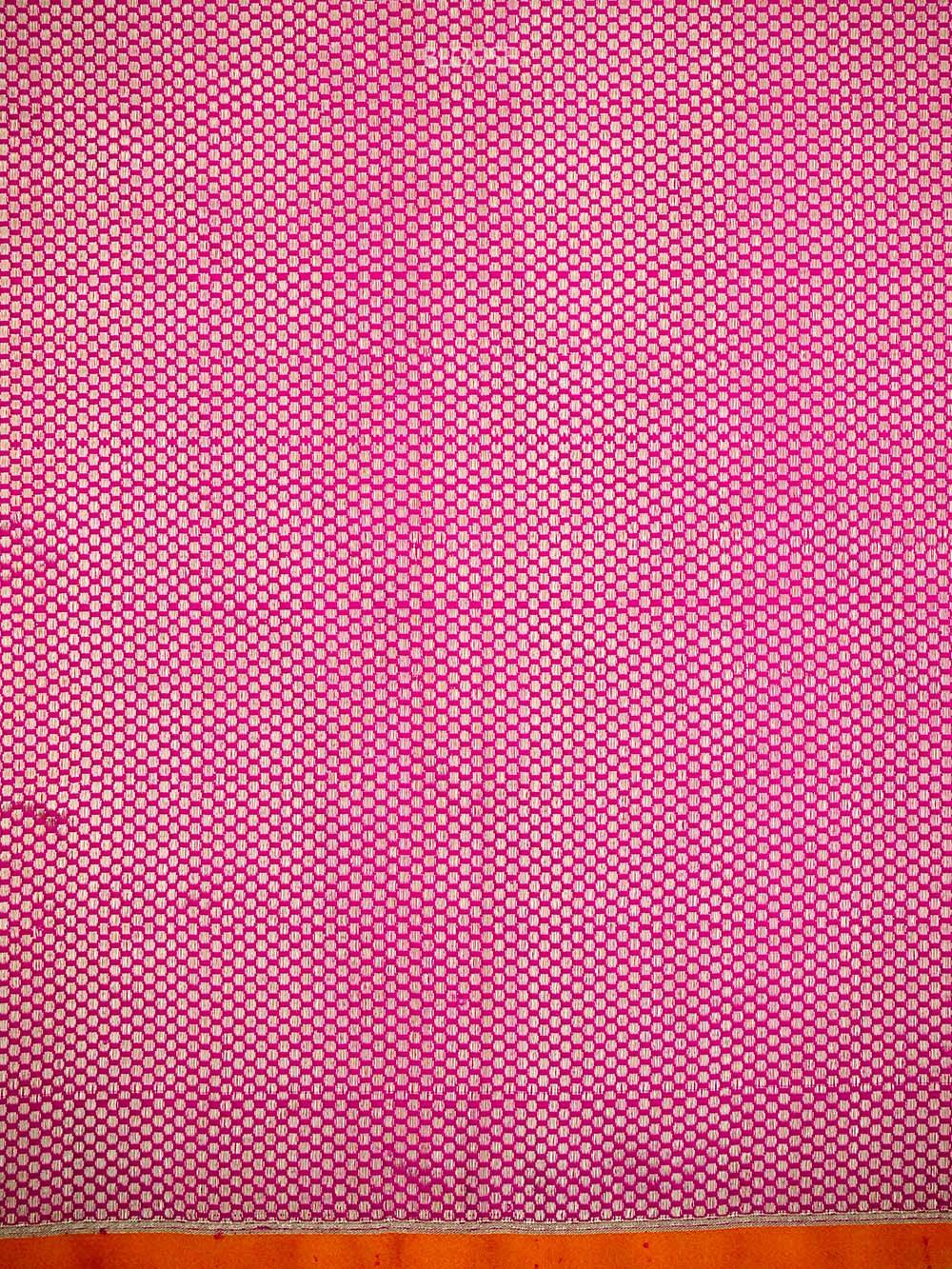 Dark Pink Plain Satin Silk Handloom Banarasi Saree - Sacred Weaves