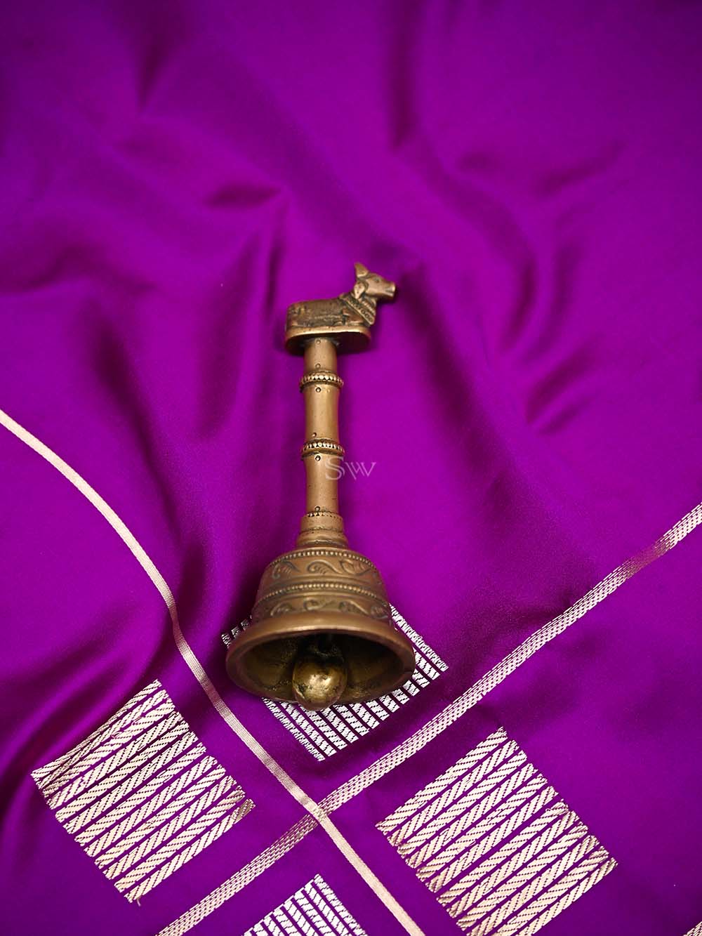 Dark Magenta Plain Satin Silk Handloom Banarasi Saree - Sacred Weaves