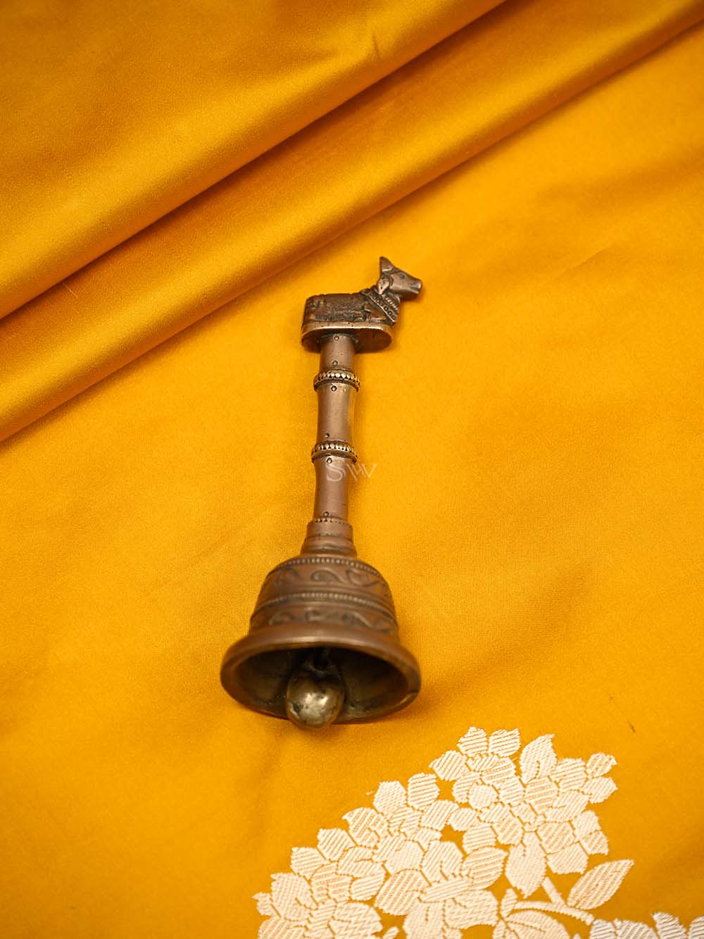 Mustard Plain Satin Silk Handloom Banarasi Saree - Sacred Weaves