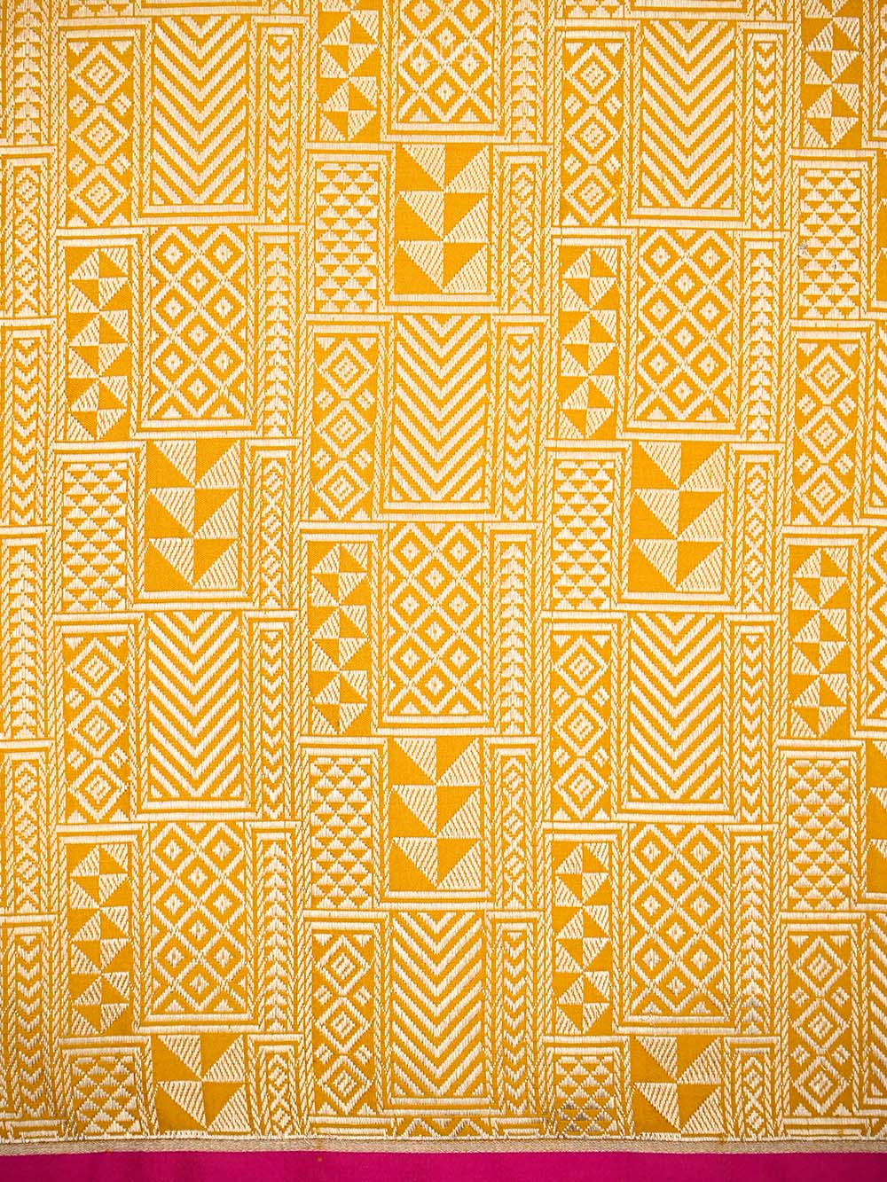 Mustard Plain Satin Silk Handloom Banarasi Saree - Sacred Weaves