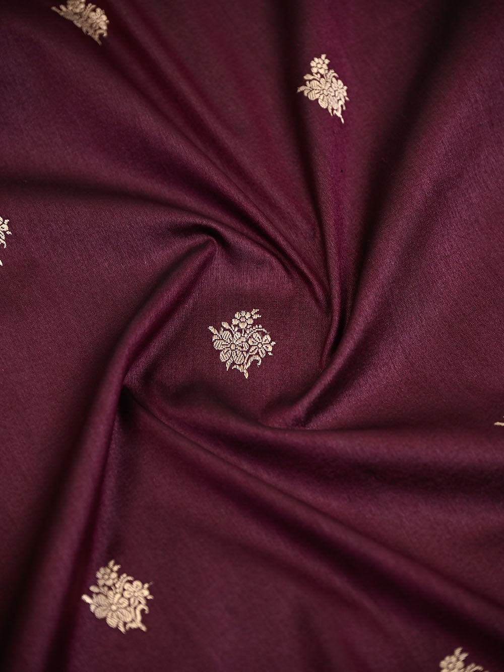 Dark Wine Booti Tussar Silk Handloom Banarasi Saree - Sacred Weaves