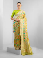Pista Green Rangkat Katan Silk Handloom Banarasi Saree - Sacred Weaves