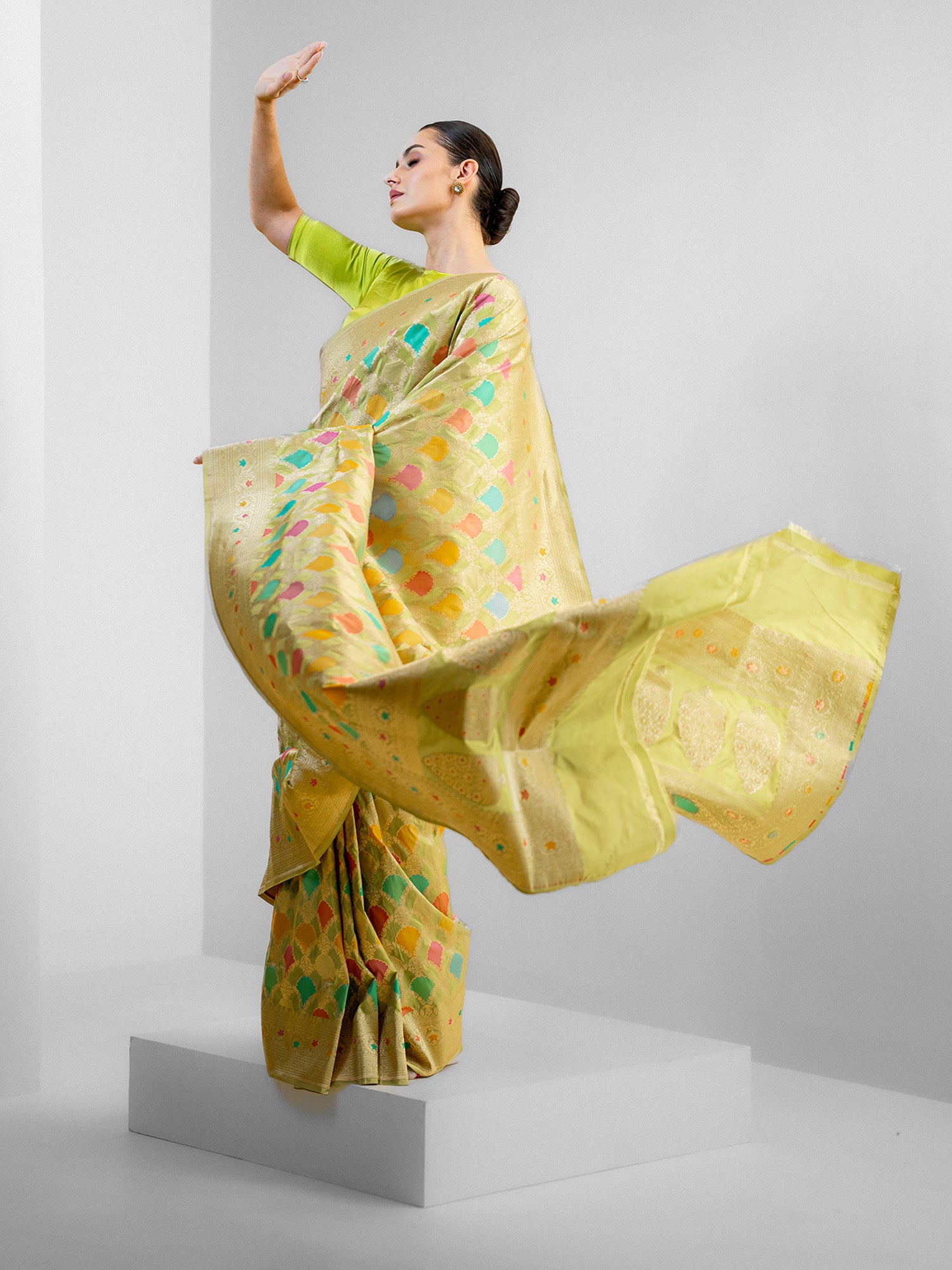 Pista Green Rangkat Katan Silk Handloom Banarasi Saree - Sacred Weaves