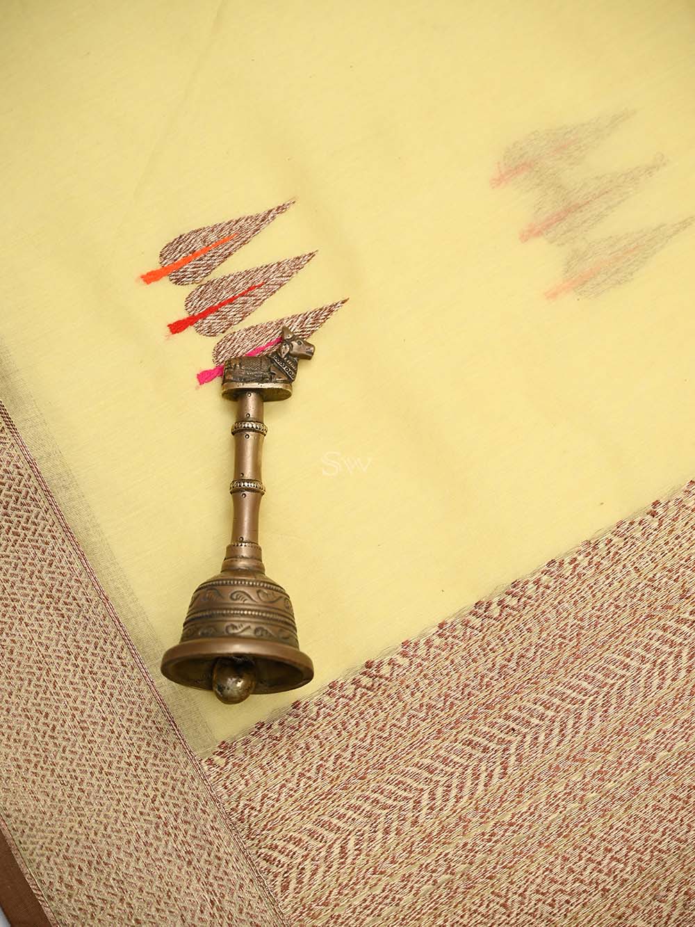 Pastel Yellow Booti Chanderi Silk Handloom Banarasi Saree