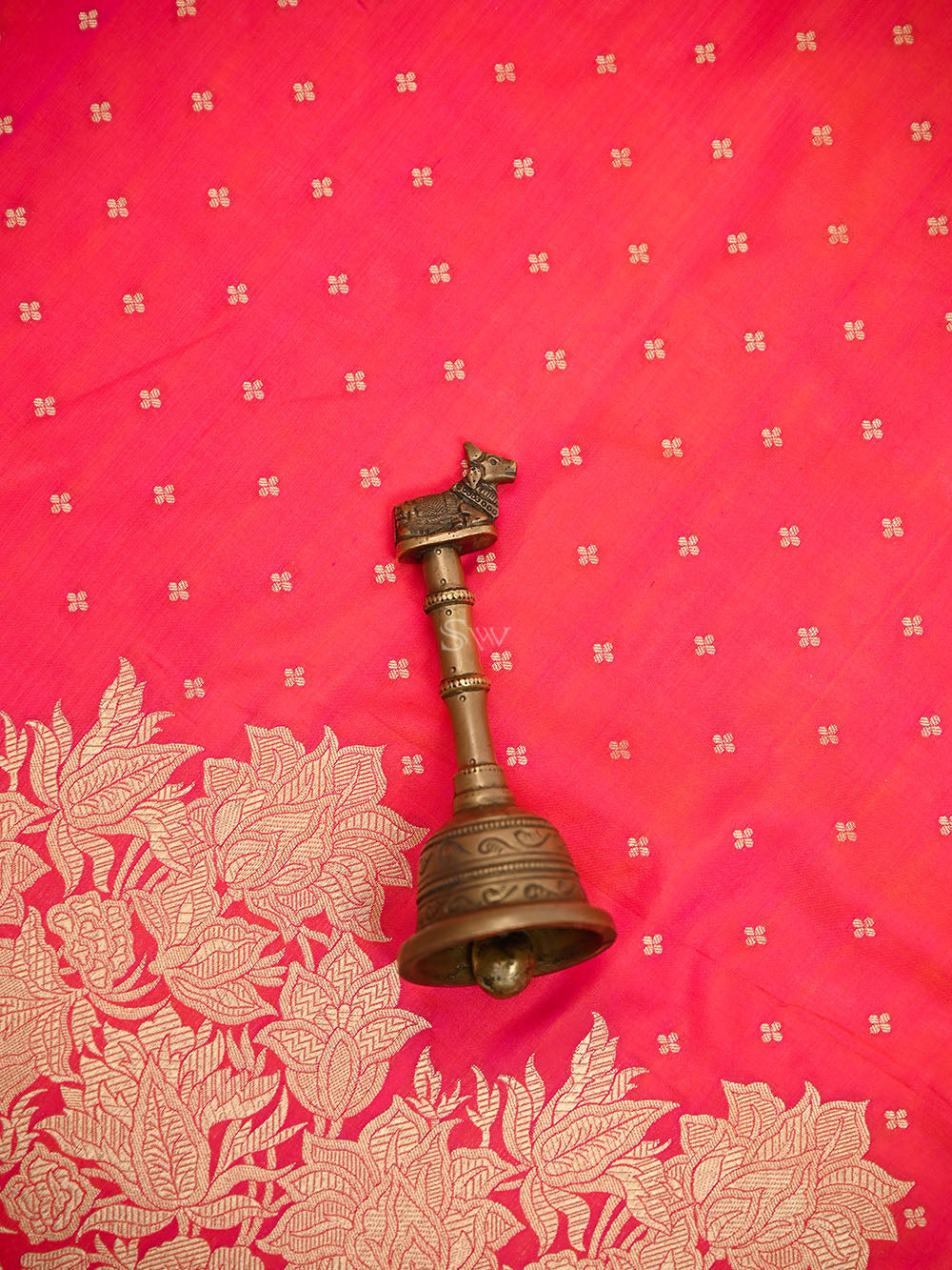Pink Orange Booti Katan Silk Handloom Banarasi Saree - Sacred Weaves