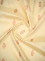 Beige Boota Katan Silk Handloom Banarasi Saree - Sacred Weaves