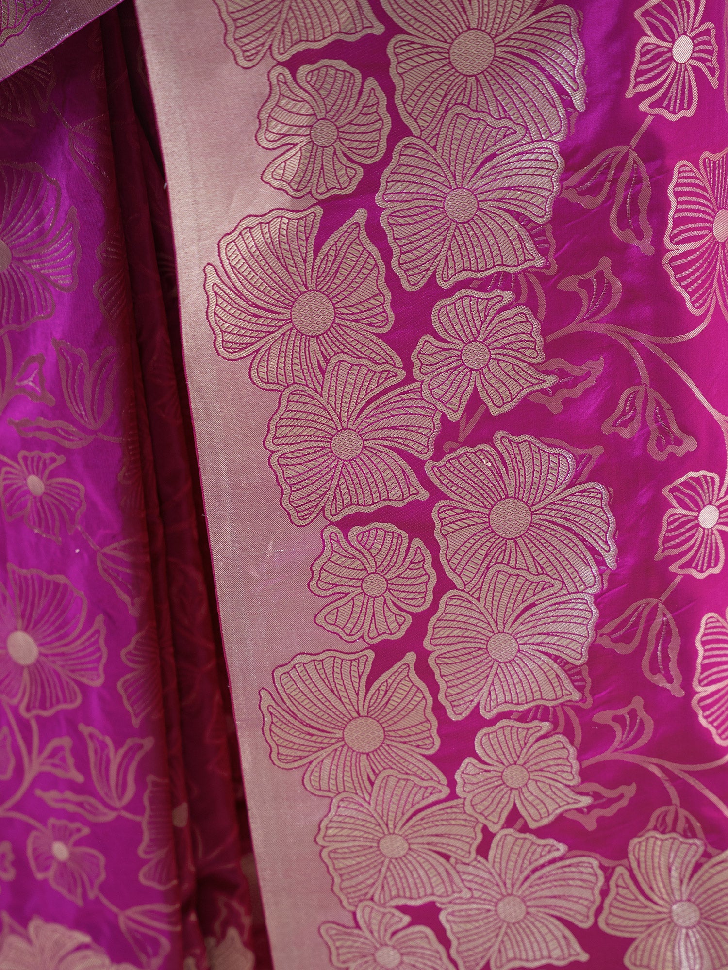 Dark Magenta Jaal Katan Silk Handloom Banarasi Saree - Sacred Weaves