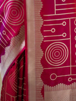 Dark Pink Jaal Katan Silk Handloom Banarasi Saree - Sacred Weaves