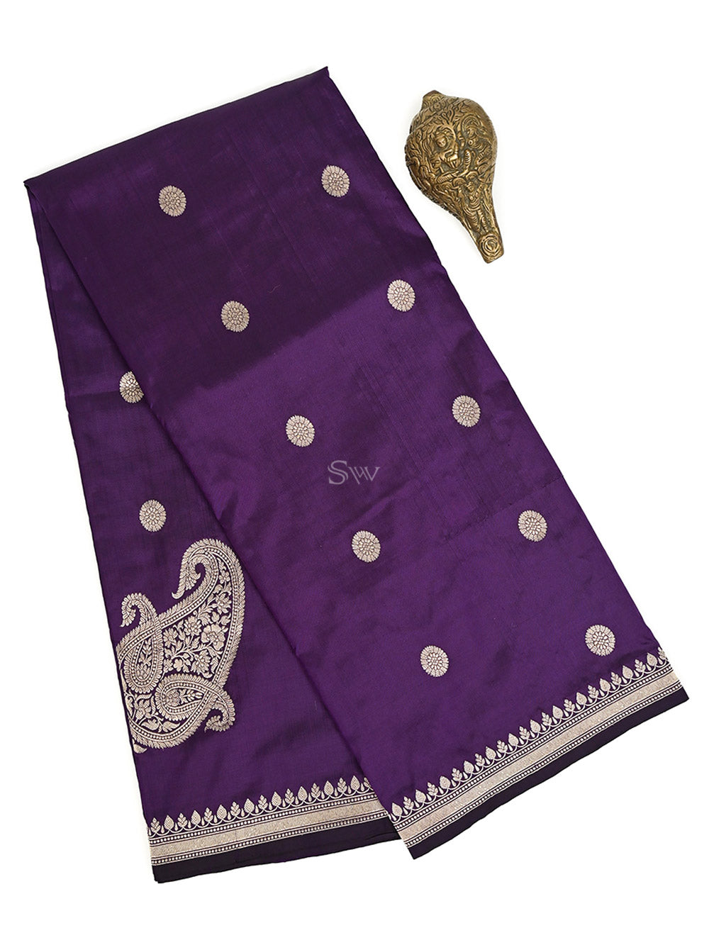 Dark Purple Konia Katan Silk Handloom Banarasi Saree - Sacred Weaves