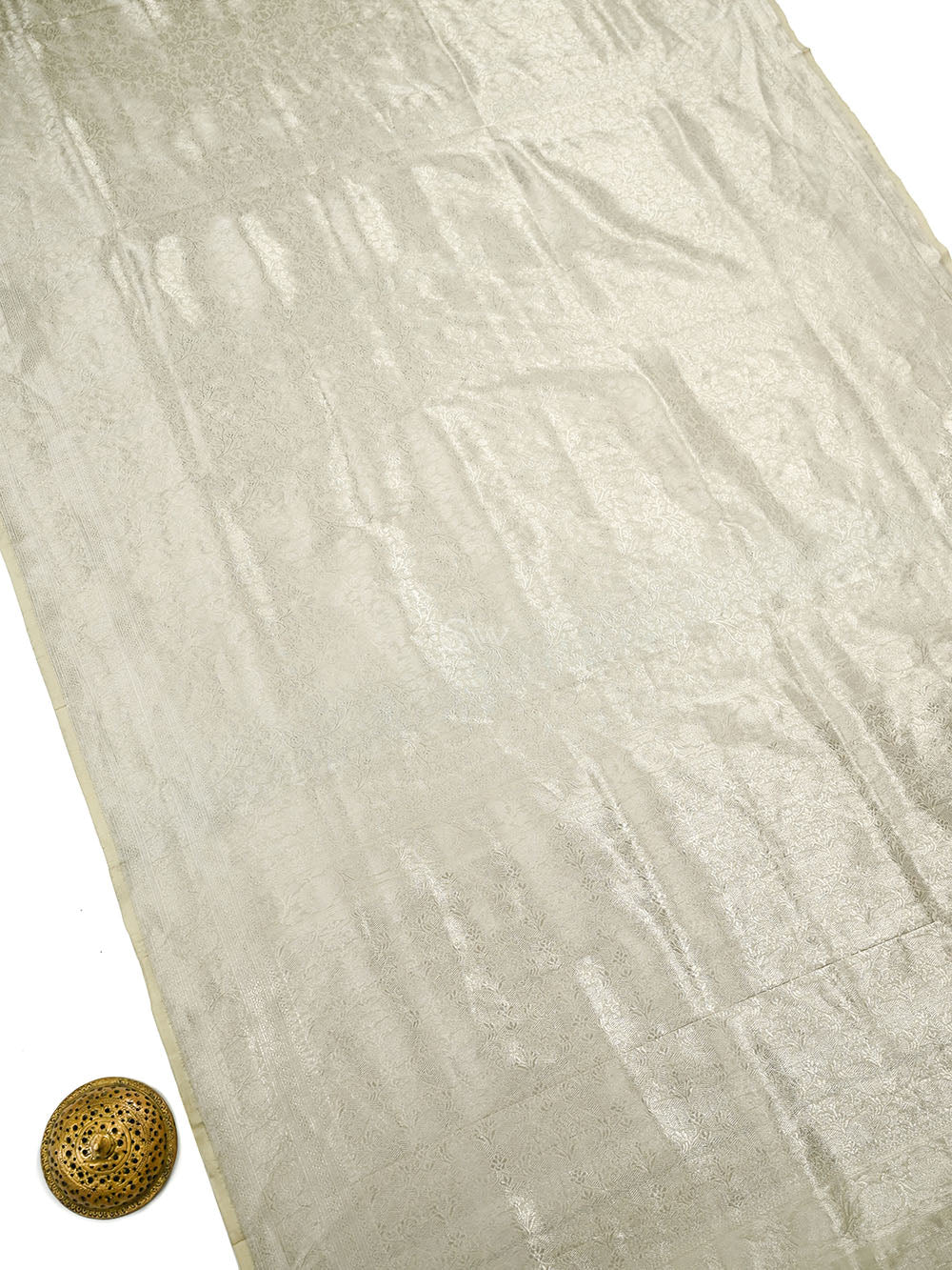 Cream Silk Brocade Handloom Banarasi Saree - Sacred Weaves